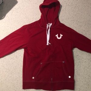 Red True Religion zip hoodie